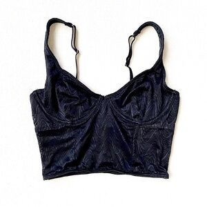 Gilli Hicks Hollister Black Wave Pattern Corset Top Size Small